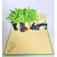 Handmade 3D Pop Up Card Musician Tree Pianist Violinist Saxophonist Band Concert Birthday Greetings Wedding Anniversary Father's Day Mother's Day Valentine's Day